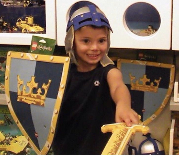 Nicolas Mongillo as a child dressed as a knight