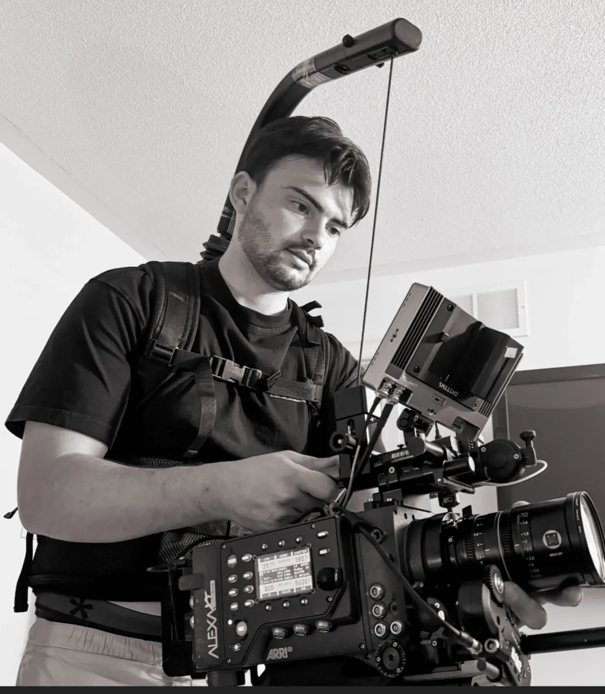 Nicolas Mongillo holding a professional cinema camera